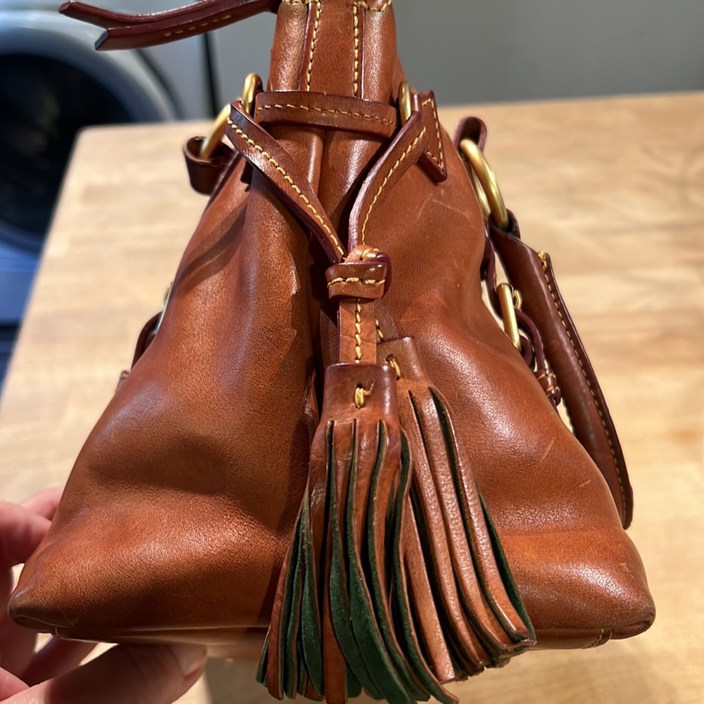Dooney & Bourke Brown Leather Satchel with Gold Hardware - Picture 4 of 12